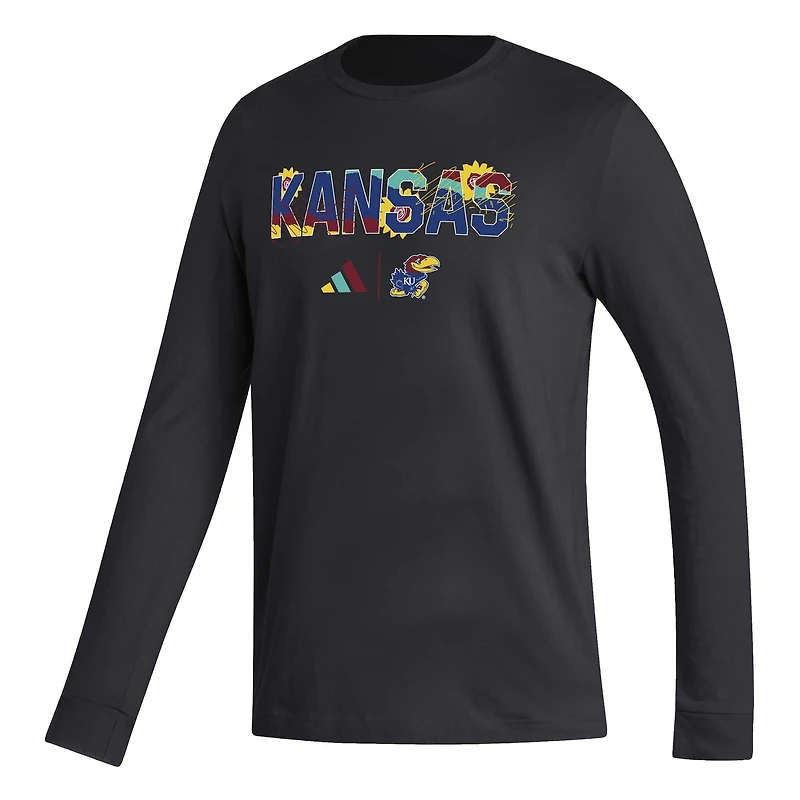 T-shirt à manches longues Adidas Kansas Jayhawks Honoring Black Excellence noir pour homme