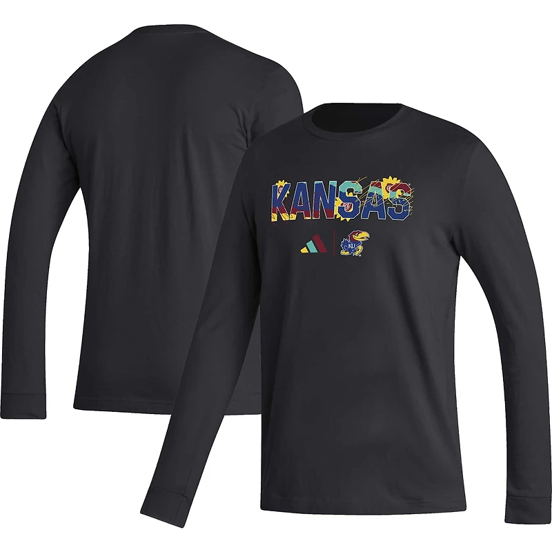 T-shirt à manches longues Adidas Kansas Jayhawks Honoring Black Excellence noir pour homme