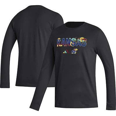 T-shirt à manches longues Adidas Kansas Jayhawks Honoring Black Excellence noir pour homme