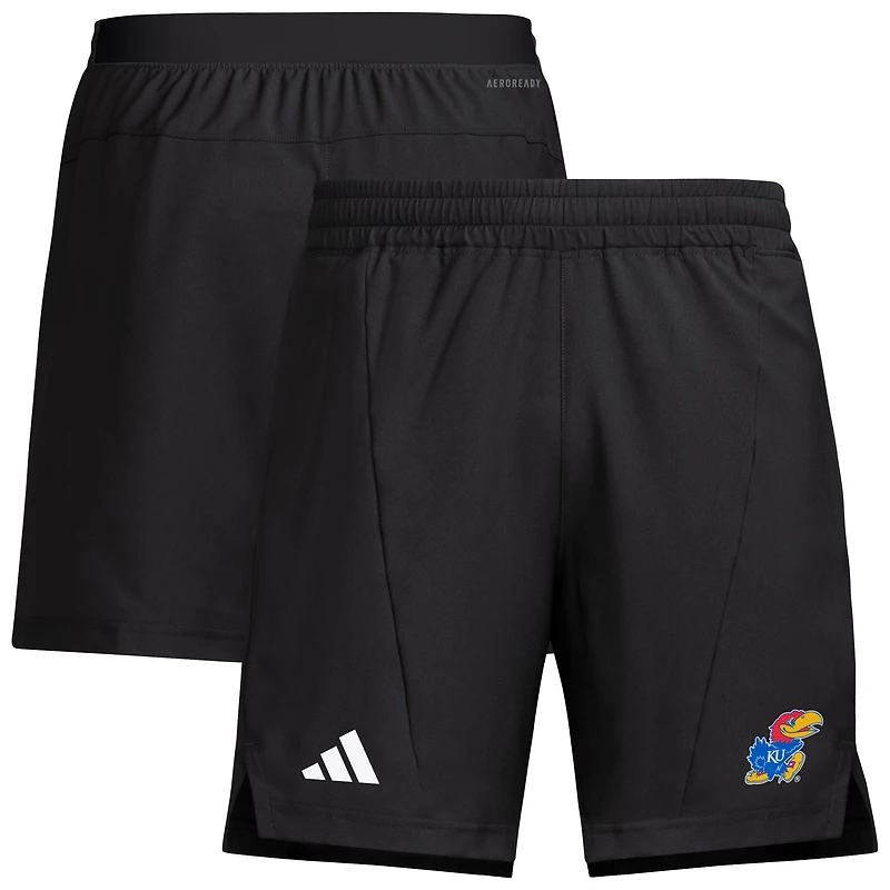 Short d'entraînement tissé adidas noir Kansas Jayhawks Program pour homme
