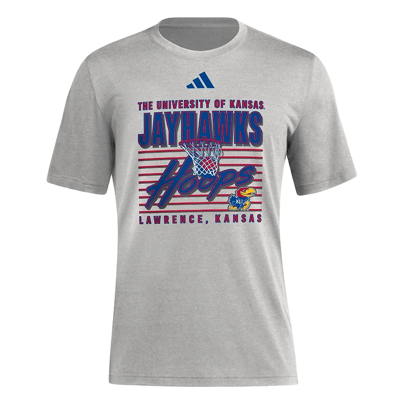 Men's adidas Gray Kansas Jayhawks Locker Swish Tri-Blend T-Shirt