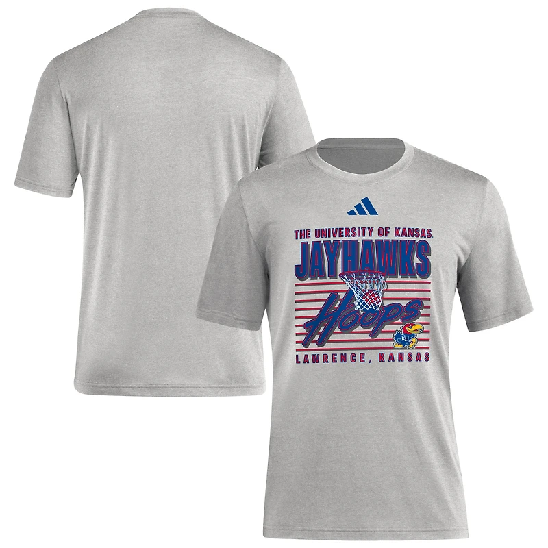 Men's adidas Gray Kansas Jayhawks Locker Swish Tri-Blend T-Shirt