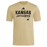 Men's adidas  Natural Kansas Jayhawks 2025 Military Appreciation Pre-Game AEROREADY T-Shirt
