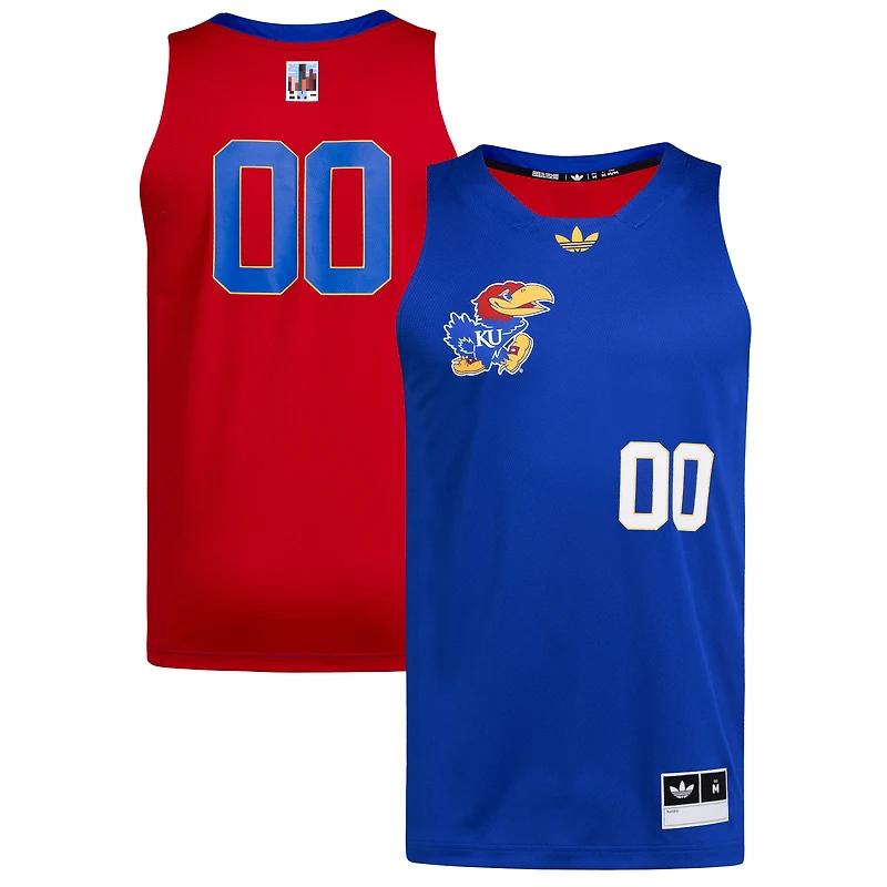 Maillot de basket-ball adidas #00 Royal/Red Kansas Jayhawks pour homme, Mois l'histoire des Noirs