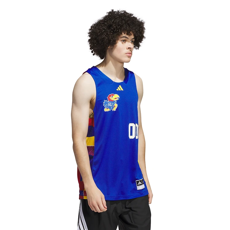 Maillot de basket-ball adidas #00 Royal/Red Kansas Jayhawks pour homme, Mois l'histoire des Noirs