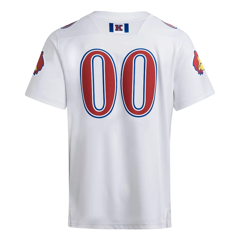 Maillot adidas blanc Premier Strategy des Kansas Jayhawks pour homme