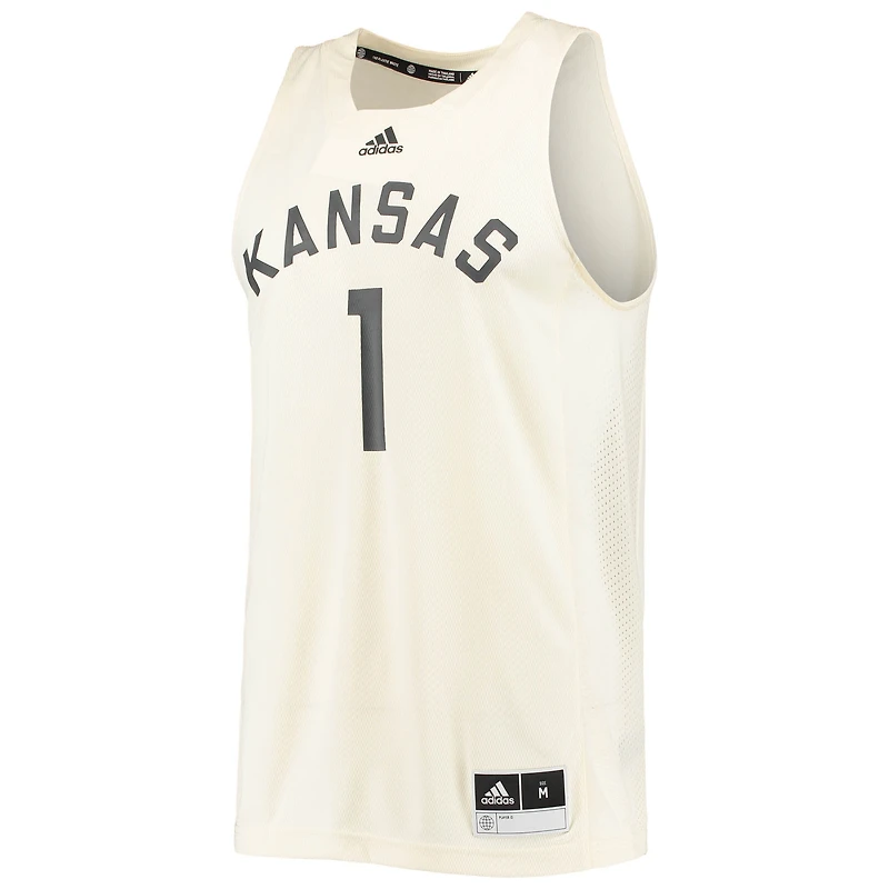 Men's adidas #1 Cream Kansas Jayhawks Reverse Retro Jersey
