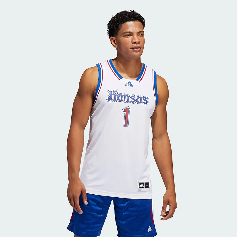 Men's adidas #1 White Kansas Jayhawks Alternate Swingman Jersey
