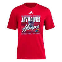 T-shirt adidas rouge Kansas Jayhawks Locker Swish Tri-Blend pour homme
