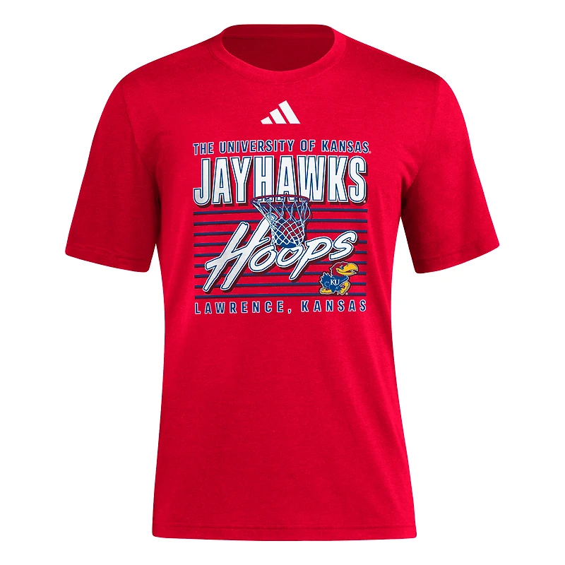 Men's adidas Red Kansas Jayhawks Locker Swish Tri-Blend T-Shirt