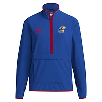 Men's adidas Royal Kansas Jayhawks 2024 Coaches Sideline Half-Zip Jacket