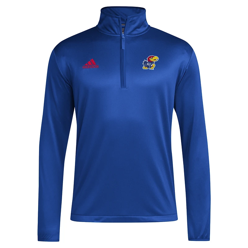 Men's adidas Royal Kansas Jayhawks 2024 Coaches Sideline Quarter-Zip Top