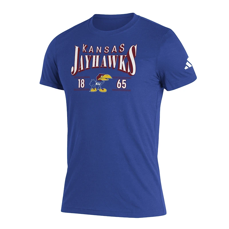 Men's adidas Royal Kansas Jayhawks Along The Shadow Tri-Blend T-Shirt