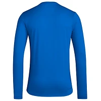 Men's adidas Royal Kansas Jayhawks Basketball State Outline Pre-Game Long Sleeve T-Shirt