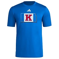 Men's adidas Royal Kansas Jayhawks Basketball State Outline Pre-Game T-Shirt