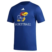 T-shirt d'avant-match de basket-ball adidas Royal Kansas Jayhawks Fadeaway AEROREADY pour homme