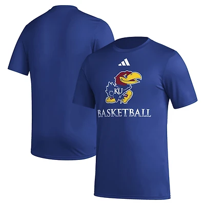 T-shirt d'avant-match de basket-ball adidas Royal Kansas Jayhawks Fadeaway AEROREADY pour homme