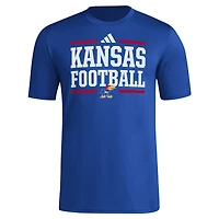 Men's adidas Royal Kansas Jayhawks Locker Football Pre-Game AEROREADY T-Shirt