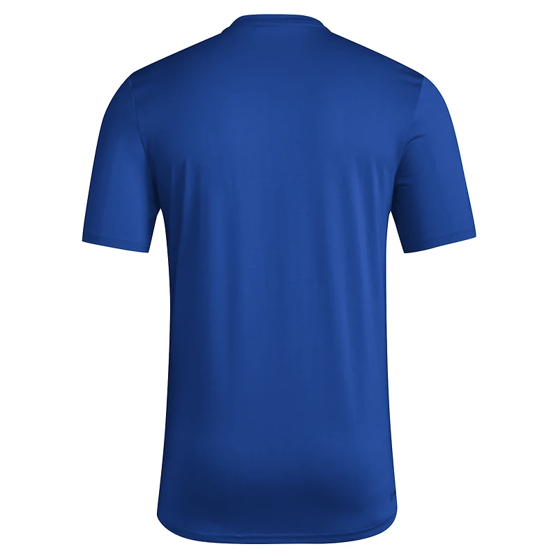 Men's adidas Royal Kansas Jayhawks Locker Football Pre-Game AEROREADY T-Shirt