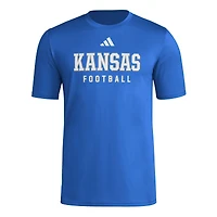 T-shirt d'entraînement de football adidas Royal Kansas Jayhawks pour homme