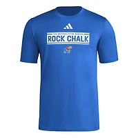 Men's adidas  Royal Kansas Jayhawks Locker Slogan Pre-Game T-Shirt