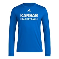 T-shirt à manches longues d'avant-match adidas Royal Kansas Jayhawks pour homme