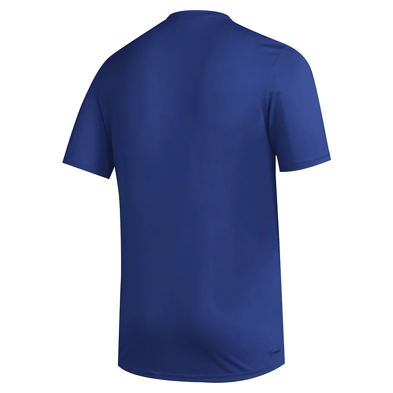 Men's adidas Red Kansas Jayhawks Primary Locker Logo Pre-Game AEROREADY T-Shirt