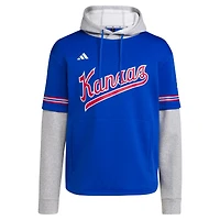 Men's adidas  Royal Kansas Jayhawks Pullover Baseball Jersey Hoodie
