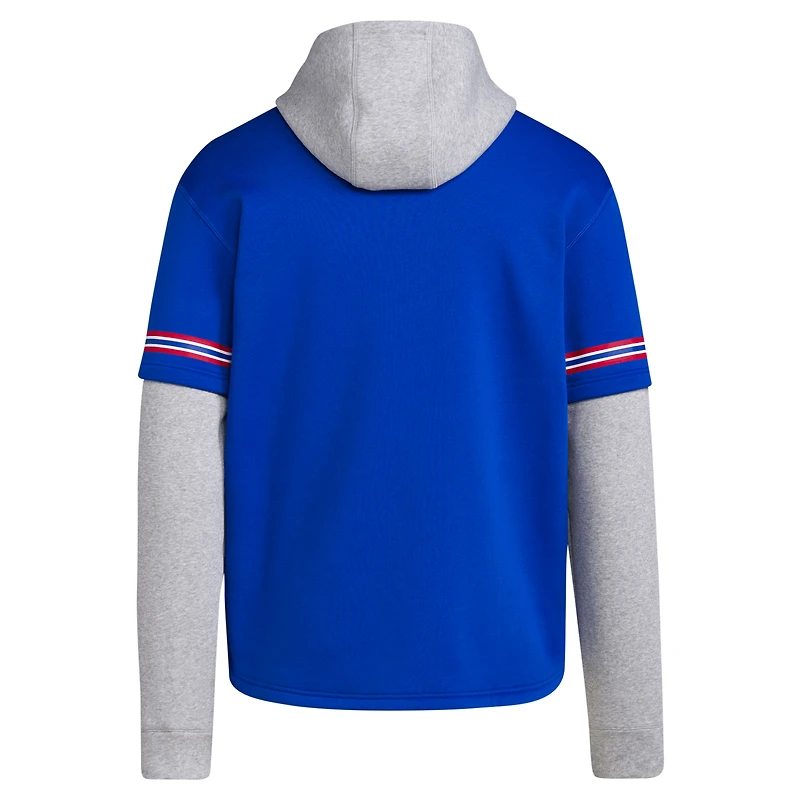 Men's adidas  Royal Kansas Jayhawks Pullover Baseball Jersey Hoodie