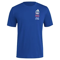 Men's adidas Royal Kansas Jayhawks Reverse Retro Baseball 2 Hit T-Shirt