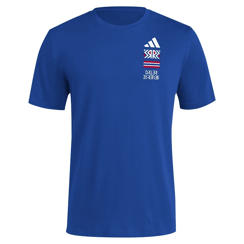 T-shirt adidas Royal Kansas Jayhawks Reverse Retro Baseball 2 Hit pour hommes