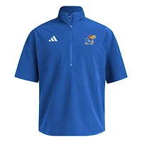 Men's adidas  Royal Kansas Jayhawks Woven Quarter-Zip Short Sleeve Pullover