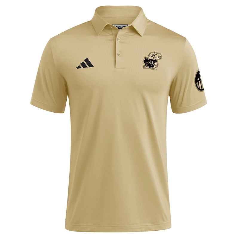Men's adidas Tan Kansas Jayhawks Salute to Service Ultimate365 Solid Polo