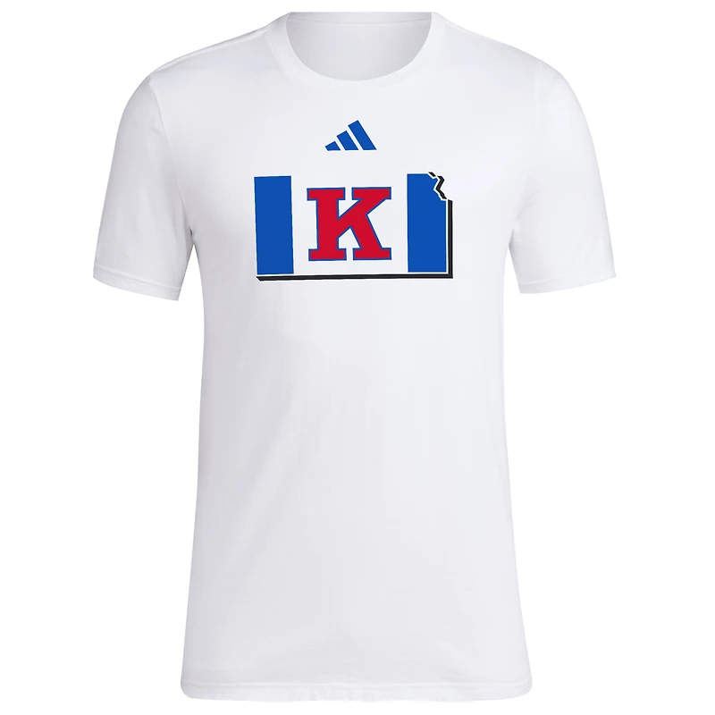 V110985 Kansas NCAA ADI KU Basketball State Outline Fresh SS Tee TEEMENSCR JZ0937 - Bball