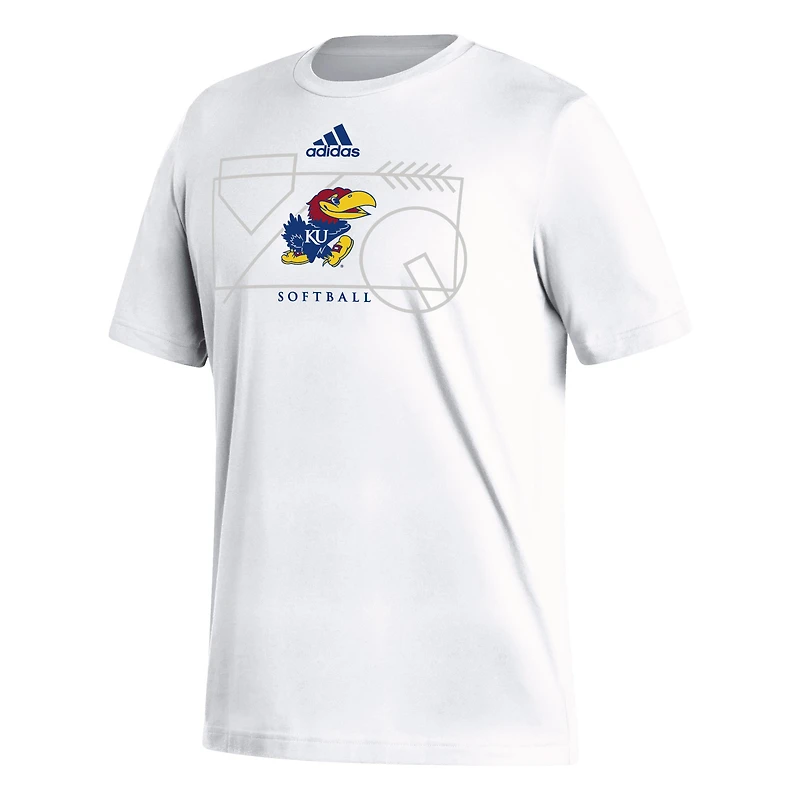 Men's adidas White Kansas Jayhawks Locker Lines Softball Fresh T-Shirt