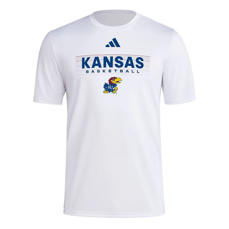 Men's adidas White Kansas Jayhawks Locker On-Court The Fade Pregame AEROREADY T-Shirt