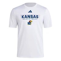 Men's adidas White Kansas Jayhawks Locker On-Court The Fade Pregame AEROREADY T-Shirt