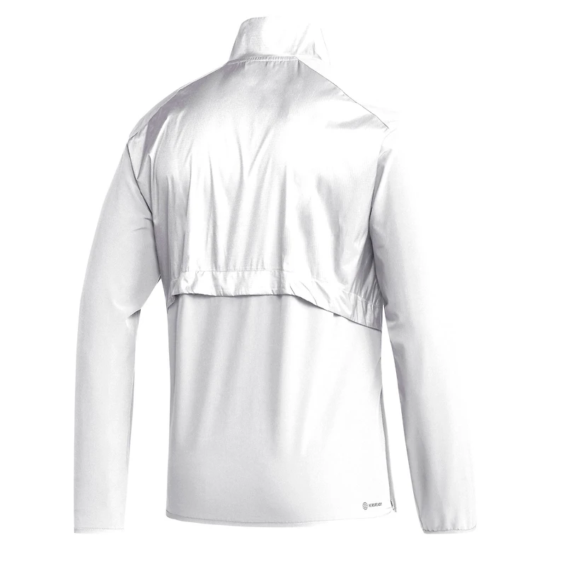 Men's adidas White Kansas Jayhawks Sideline Woven Quarter-Zip Pullover Top