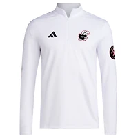 Men's adidas White Kansas Jayhawks Wear Pink Quarter-Zip Pullover