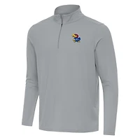 Men's Antigua White Kansas Jayhawks Intent Quarter-Zip Top