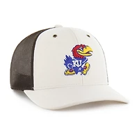 Men's Carhartt x '47 Natural/Brown Kansas Jayhawks Undyed Trucker Adjustable Hat