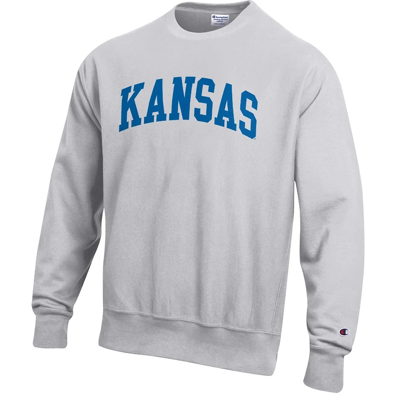 Sweat-shirt en molleton à tissage inversé Champion Gray Kansas Jayhawks pour homme