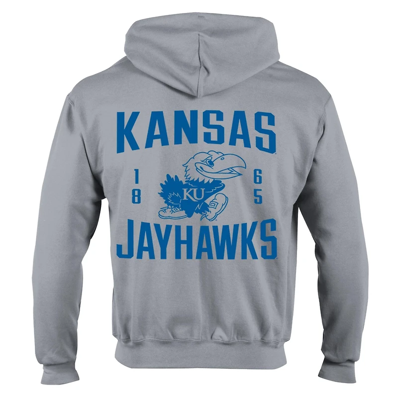 Men's Champion  Gray Kansas Jayhawks Varsity Powerblend Full-Zip Fleece Hoodie