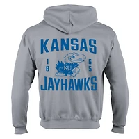 Men's Champion  Gray Kansas Jayhawks Varsity Powerblend Full-Zip Fleece Hoodie