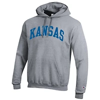 Men's Champion  Heather Gray Kansas Jayhawks Basic Arch Fleece Pullover Hoodie