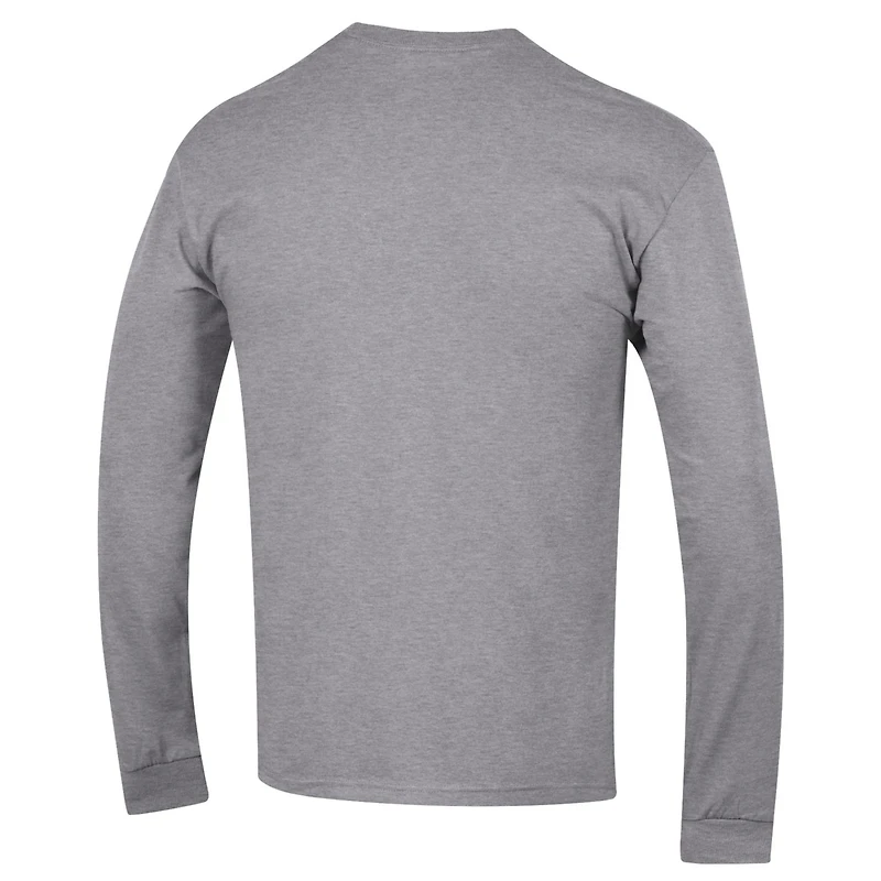 Men's Champion Heather Gray Kansas Jayhawks Basic Arch Long Sleeve T-Shirt