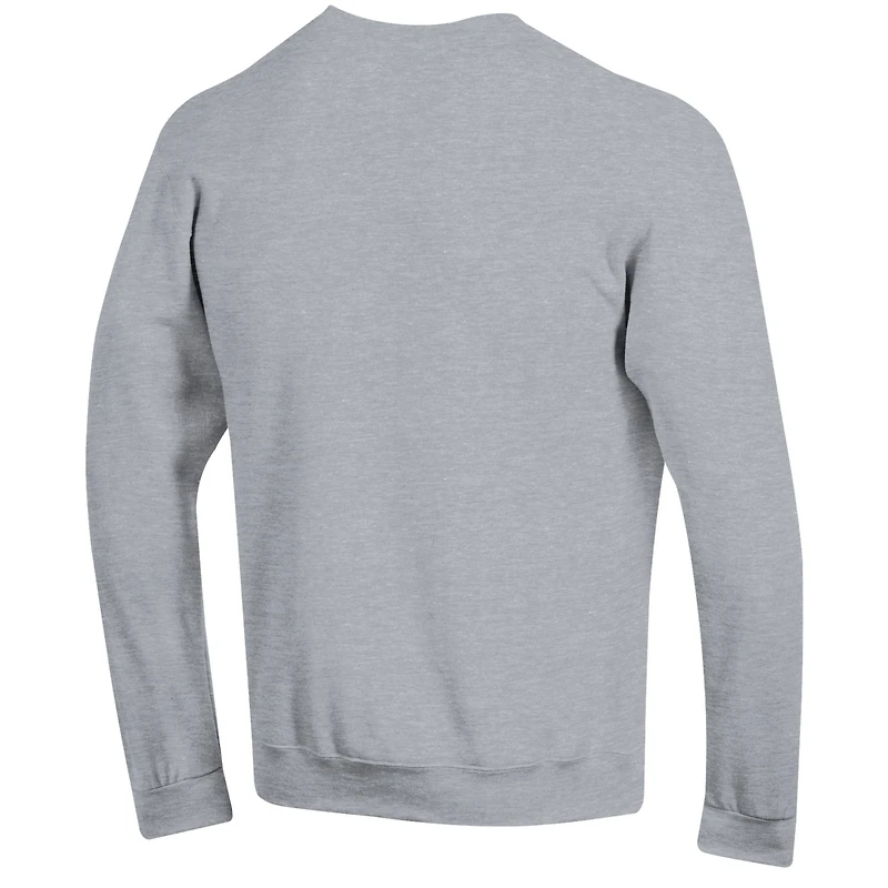 Men's Champion Heather Gray Kansas Jayhawks Basketball Icon Pullover Crewneck Sweatshirt