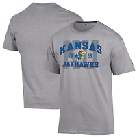 T-shirt universitaire Champion gris chiné Kansas Jayhawks pour homme
