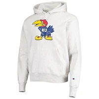 Men's Champion Heathered Gray Kansas Jayhawks Team Vault Logo Reverse Weave Pullover Hoodie