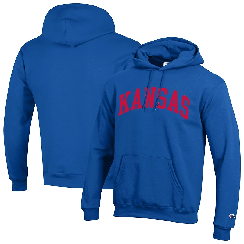 Men's Champion Royal Kansas Jayhawks Basic Arch Fleece Pullover Hoodie